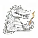 Cartoon crocodile smoking a blunt tattoo design idea