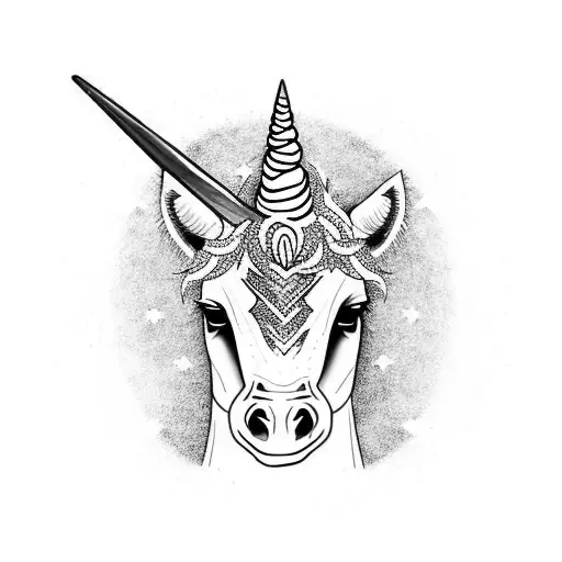 color unicorn tattoo design idea