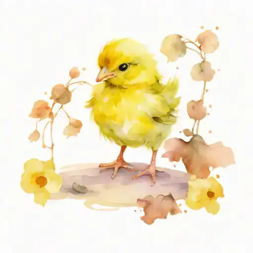 yellow baby chicken with yellow in the background   tattoo design idea