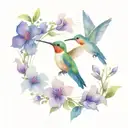 humming bird in a flower feild  tattoo design idea