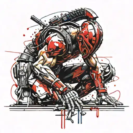 spartan warrior kneeling tattoo design idea