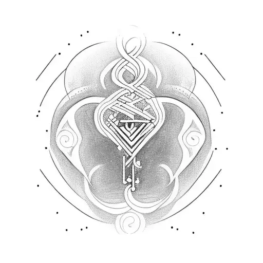 A minimalist tattoo of a brave heart with musical notes flowing out of it tattoo design idea