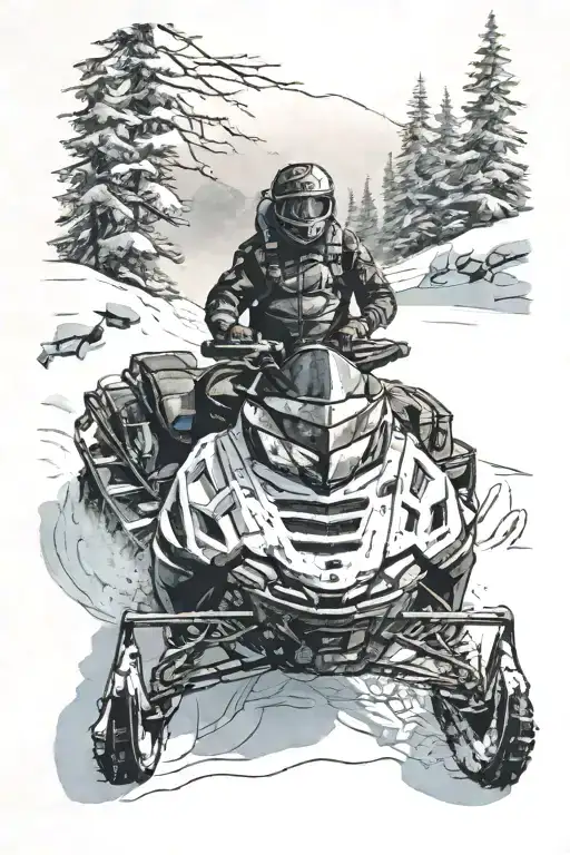 Snowmobiling in the backcountry tattoo design idea