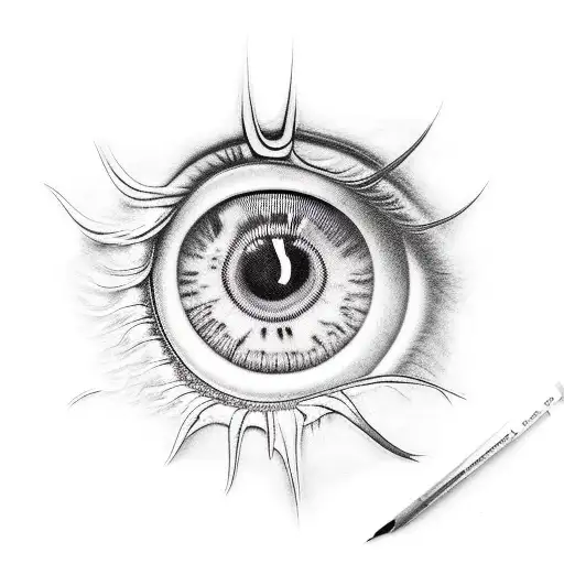 a monster's eye bursting from skin tattoo design idea