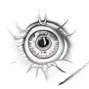 a monster's eye bursting from skin tattoo design idea