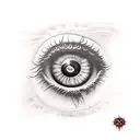 a monster's eye bursting from skin tattoo design idea