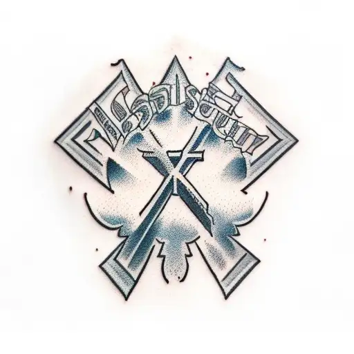 Christian Cross with words back row revival tattoo design idea