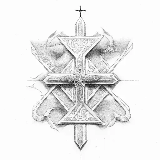 Christian Cross with words back row revival tattoo design idea