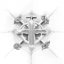 Christian Cross with words back row revival tattoo design idea