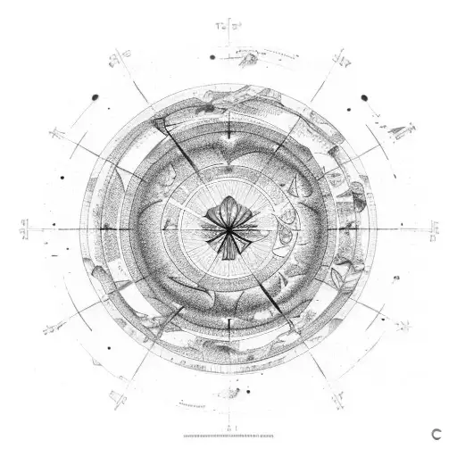 A celestial map with the letters C, M, and E as constellations tattoo design idea