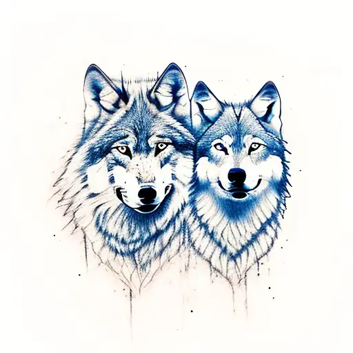 wolf dad and son tattoo design idea