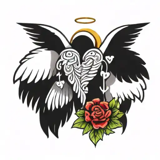 undertale style angel wings tattoo design idea