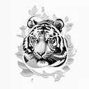 Tiger with vegetation tattoo design idea