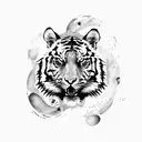 Tiger with vegetation tattoo design idea