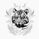Tiger with vegetation tattoo design idea