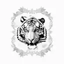 Tiger with vegetation tattoo design idea
