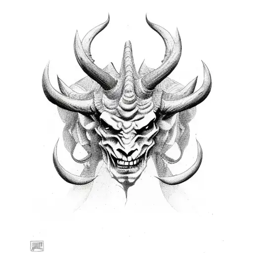 Devils Horns with Colorful decoration tattoo design idea