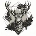 Forest blackout symmetrical geometric  deer face tattoo design idea