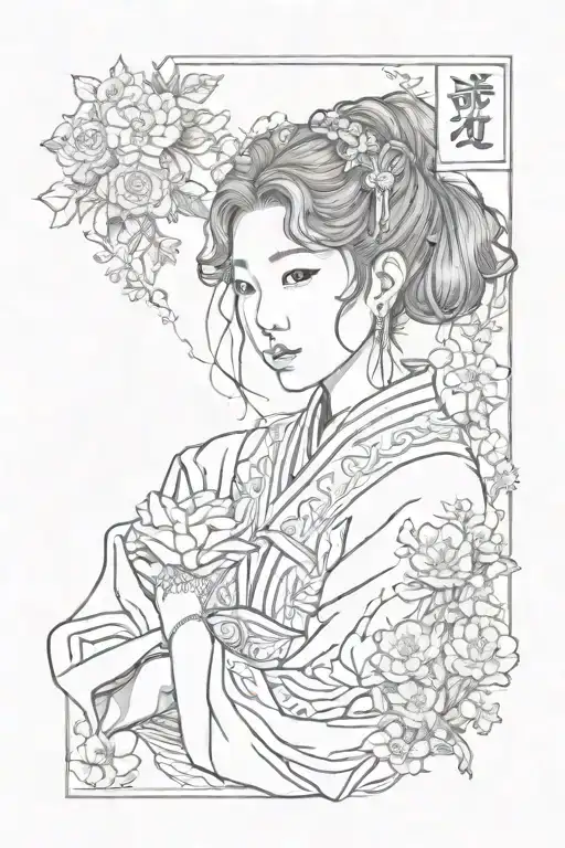 Combine a sketch of a Korean idol with a Bible quote in Korean script as a tribute to your favorite things tattoo design idea