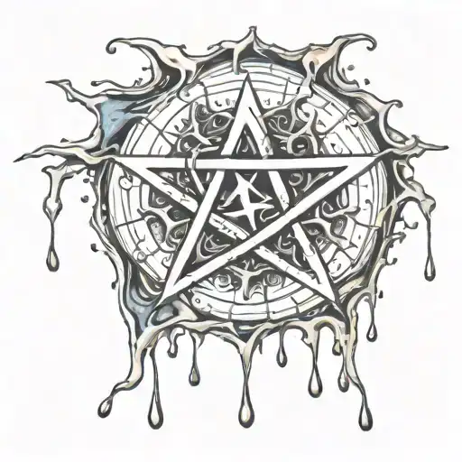 a pentagram melting into ink tattoo tattoo design idea