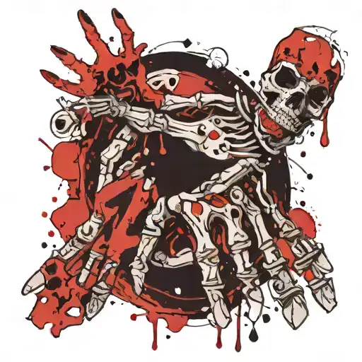 hands touching but one is skeleton in a frame of ace of spades card  tattoo design idea