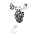 a skull with horns and a heart tattoo design idea