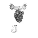 a skull with horns and a heart tattoo design idea