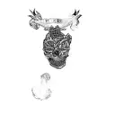 a skull with horns and a heart tattoo design idea