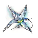 bluejay and humming bird tattoo design idea