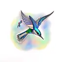 bluejay and humming bird tattoo design idea