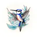 bluejay and humming bird tattoo design idea