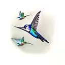 bluejay and a humming bird flying tattoo design idea