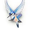 bluejay and a humming bird flying tattoo design idea