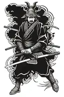samurai in aggression tattoo design idea
