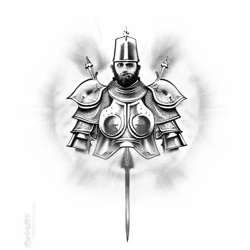 full armour of God Ephesians with quote tattoo design idea