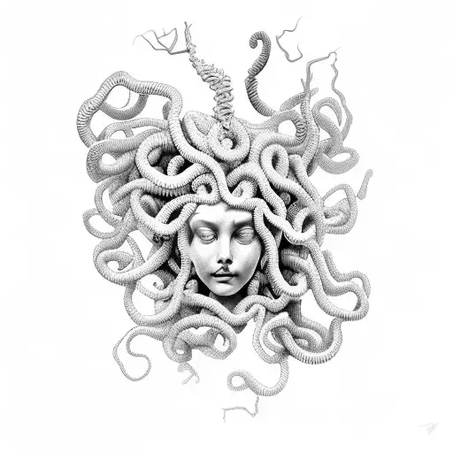 Perseus holding Medusa's head. Tattoo made by Michael Stade  (@mikestatuering on Instagram). Perseus healed, Medusa fresh. : r/tattoo