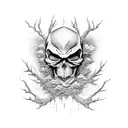 a battle between good and evil with trees and the death angel tattoo design idea