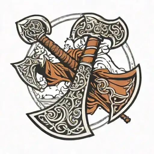 Viking axe, Tutenkopf blade, Thor tattoo design idea