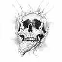 A skull engulfed in flames, symbolizing the burning away of past regrets tattoo design idea
