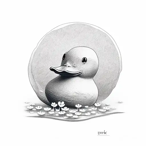 rubber duck holding a clover tattoo design idea
