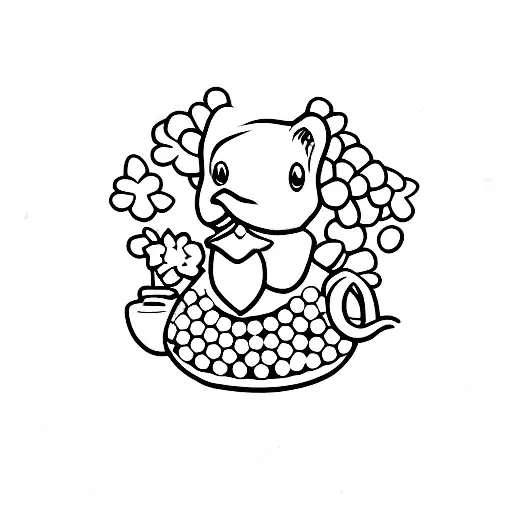 rubber duck holding a clover tattoo design idea
