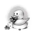 rubber duck holding a clover tattoo design idea