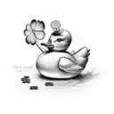 rubber duck holding a clover tattoo design idea