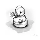 rubber duck holding a clover tattoo design idea