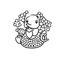 rubber duck holding a clover tattoo design idea