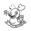rubber duck holding a clover tattoo design idea