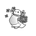 rubber duck holding a clover tattoo design idea