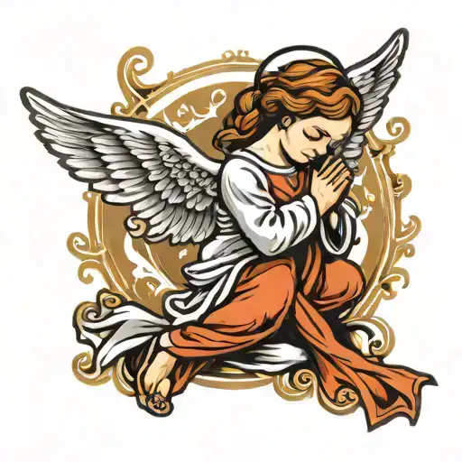 praying angel tattoo design idea