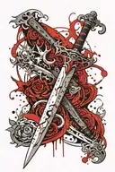 beautiful medieval sword wrapped by animal or celestial objects  tattoo design idea