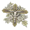 crucifix and aye tattoo design idea